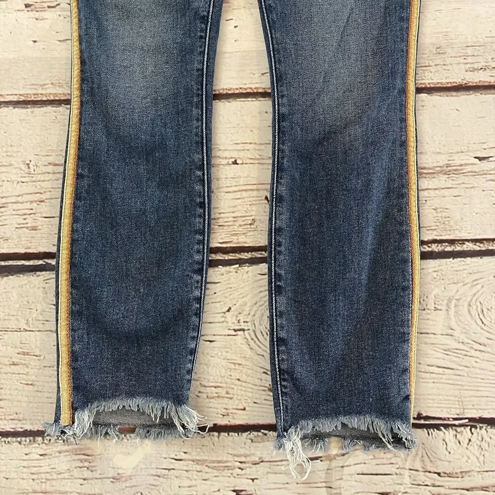 Abercrombie & Fitch Harper Low Rise Ankle Jeans Size 24/00r Blue Side Stripes‎